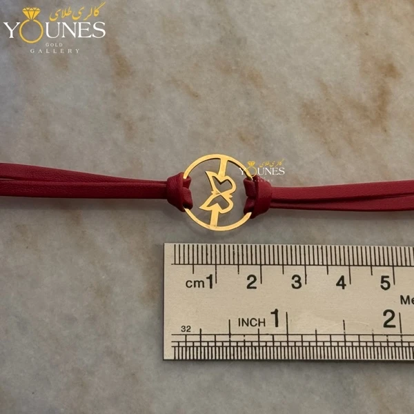 دستبند طلا چرم دولاین پروانه کوچک